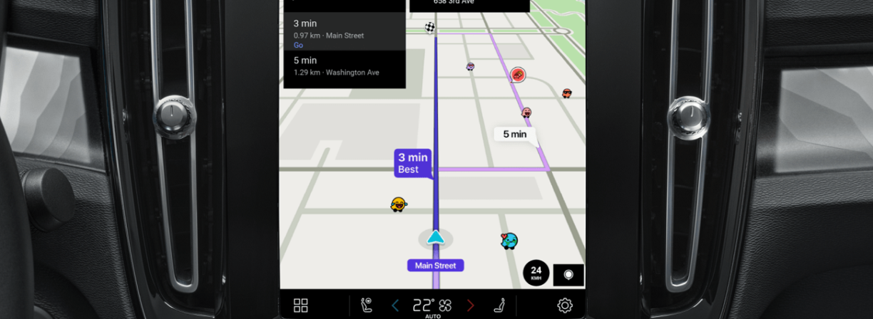 Aplikacja Waze w samochodach marki Volvo