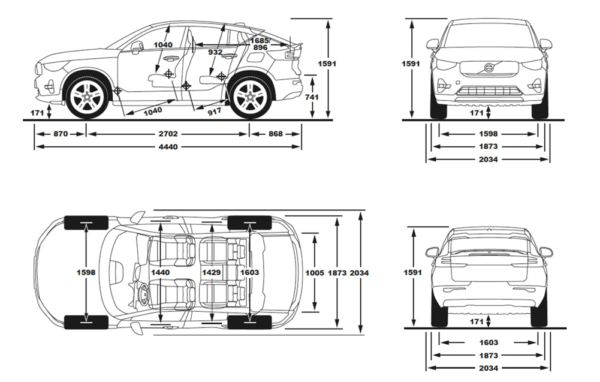 Volvo C40 Recharge wymiary
