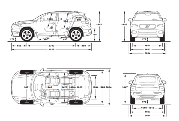 Volvo XC40 Recharge Electric wymiary