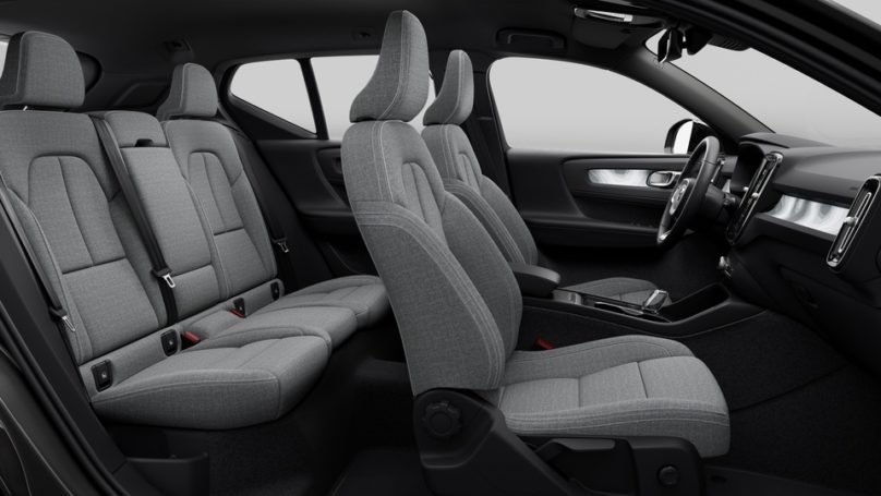 Volvo XC40 Recharge tapicerka szara wełniana Fog Melange