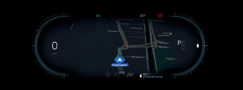 Volvo XC40 Recharge Electric wyświetlacz tryb Navi